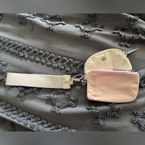 Preowned Lululemon Dual Pouch Wristlet Pink and White 2024 Silver Hardware